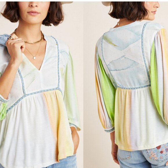 NWT ANTHROPOLOGIE Renata Tie-Dye Blouse - Picture 1 of 9